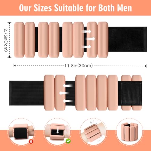 Wrist Weights Set of 2, Wearable Wrist Ankle Weights for Women & Men, Silicone Weighted Bangles Adjustable Arm and Leg Weights for Walking Yoga Pilates Running Dance Gym 2lb - color: Meat Pink