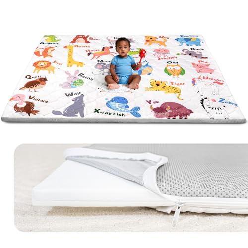 Baby Play Mat, 71x59 Playpen Mat with Machine Washable Cover | Removable, Thicken Cushioning Playmats for Baby, Non-Slip Bottom, Easy to Clean for Infants, Animal - color: Animal, size: 71" X 59"