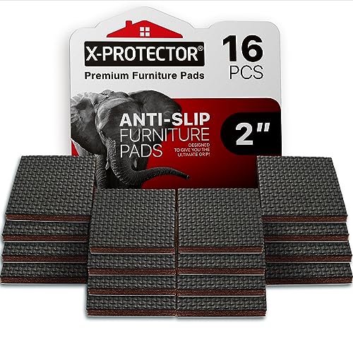 X-PROTECTOR Non Slip Furniture Pads - 16 Premium Furniture Grippers 2"! | Self-Adhesive Rubber Feet Furniture Feet - Ideal Non Skid Furniture Pad Floor Protectors - Keep Furniture in Place! - size: 16 Square 2"
