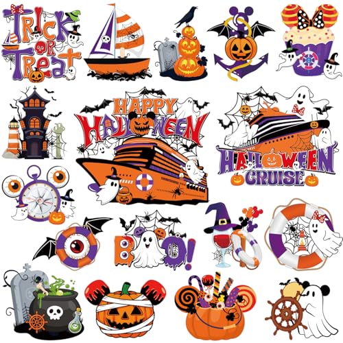 RiVolTa Halloween Cruise Door Magnetic - 16 Pcs Mouse Pumpkin Ship Cabin Decorations Magnets Stickers Funny Ghost Boo Anchor Stateroom Decals Accessories for Carnival Holiday Party Sign Garage Decor - style: Halloween