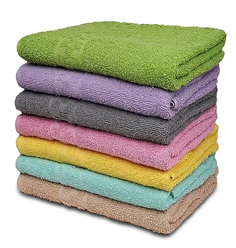 ZUPERIA 7-Pack Bath Towels - 30" x 54" - Ultra Soft 100% Cotton Large Bath Towels- Highly Absorbent for Bathroom, Pool, Gym, Spa, and Hotel Use (Colors Variety) - color: Multicolor