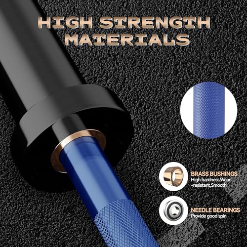 7FT/4 ft Home Gym Barbell Bar – 700LB/1500LB/500LB Capacity, Anti-Slip Knurling, Solid Steel, for Weightlifting, Strength Training - color: Blue, size: 4FT-Straight Bar