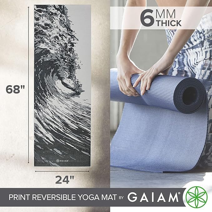 Gaiam Yoga Mat - Premium Print Reversible Extra Thick Non Slip Exercise & Fitness Mat for All Types of Yoga, Pilates & Floor Workouts - color: Spiral Motion