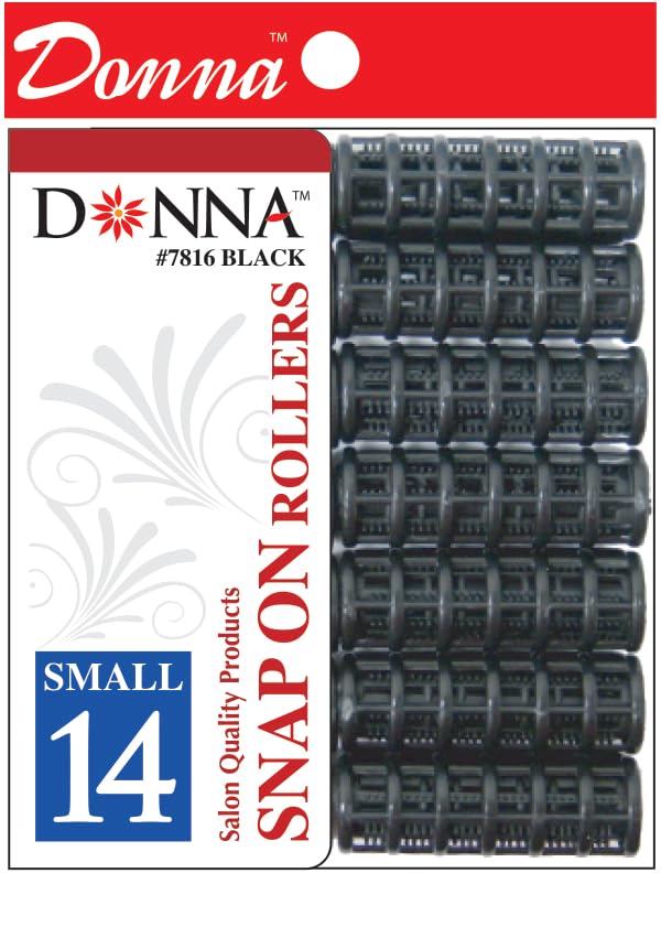 DONNA Snap on Foam Rollers Hair Curlers with Hair Clips for Hairdressing Styling - Heatless 1/2(D) SMALL BLACK 14PCS - color: BLACK - 1/2"(D) SMALL