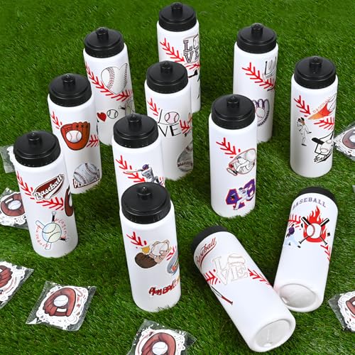 Baseball Party Favors, 2 Pack Water Bottles, 200 Stickers | 12 Baseball-Pattern Bottles, 200 Themed Stickers, BPA-Free 20 oz Design, Leak-Proof Lids, Ideal for Teams and Parties - style: 1# 2 Pack-Baseball