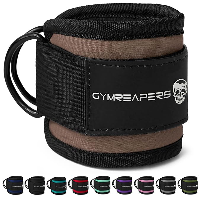 Gymreapers Ankle Straps For Cable Machine Kickbacks, Glute Workouts, Lower Body Exercises - Adjustable Leg Straps with Neoprene Padding - color: Toffee, size: Single