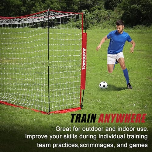 BaseGoal Soccer Goal,Soccer Net,Soccer Goals for Backyard,with Bow Frame,Collapsible Metal Base and Agility Ladder - style: 6X4 FT