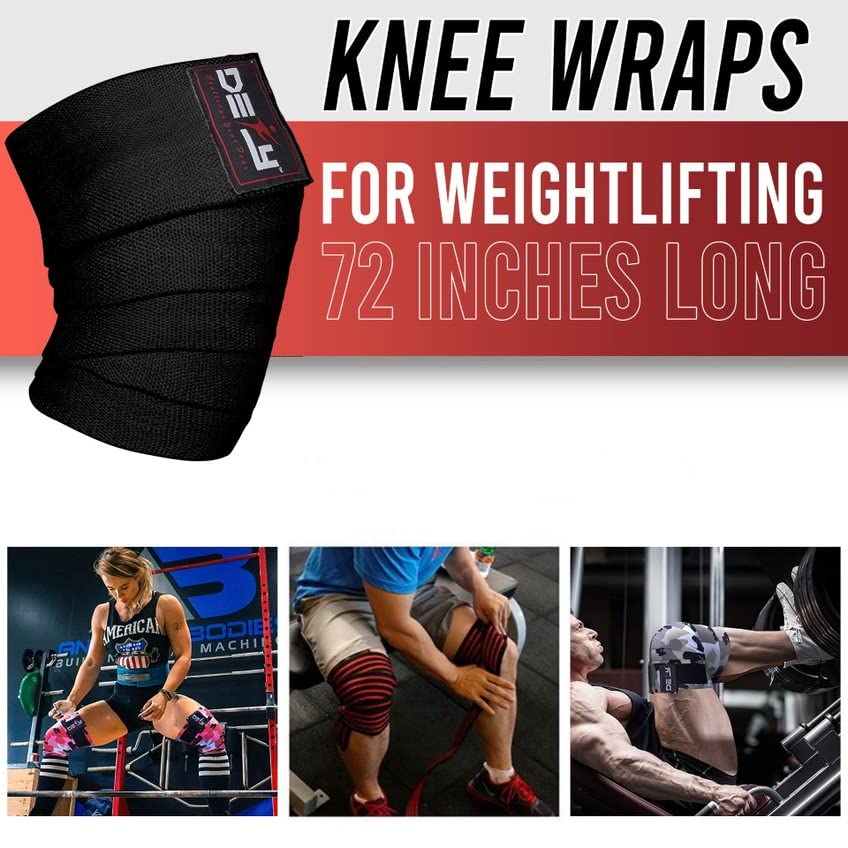 DEFY Knee Wraps for Weightlifting - Provides Knee Support for Powerlifting, Squats & Fitness Workouts - color: Black