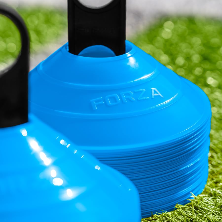 FORZA Multi-Sport Training Marker Cones | Pack of 50 or 1000 Soccer Cones in 8 Vibrant Colors - Durable Construction, Portability and Convenient Storage with Holder - color: Sky Blue, size: Pack of 1000