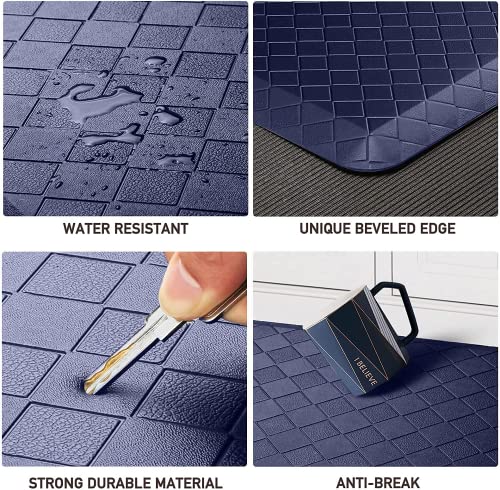 HappyTrends Kitchen Runner Rugs Anti-Fatigue mats - 4/5 Inch Thick Non Slip Waterproof Ergonomic Comfort Mat for Kitchen, Floor Home, Office, Sink, Laundry (17.3"x 60",Blue) - color: Blue, size: 60"L x 17.3"W x 0.8"Th