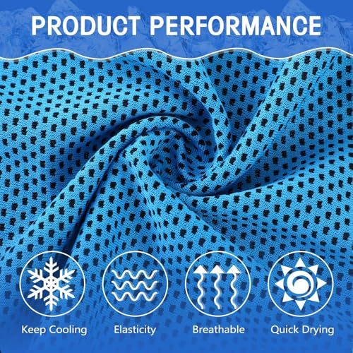 Hosuly 6 Pack Cooling Towels 40"x12" Ice Towel Cooling Neck Wraps Soft Breathable Chilly Stay Cool in Summer for Sports Yoga Golf Gym Activities(Light Blue) - color: Light Blue