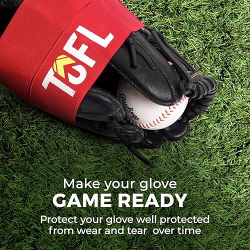 TOFL Baseball Glove Wrap Band for Mitt Shaping | Elastic Strap with Adjustable Closure for Pocket Forming & Storage | Youth & Adult Softball Mitt Care Accessory (Color & Quantity Options) - color: Red