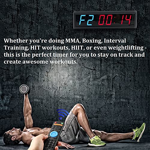 Workout Timer Wall Interval Clock Count Down/Up Stopwatch with Remote (2.3inch Blue and Red) - color: 2.3inch Blue and Red