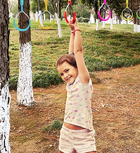 7 Colorful Ninja Ring Fitness Gymnastic Ring Outdoor Backyard Playground Training Equipment Play Set, Funny Jungle Gym Fist Hanging Swing Monkey Bars Ninja Warrior Obstacle Course Trapeze Accessories - color: Multi-color, size: 7 Pack