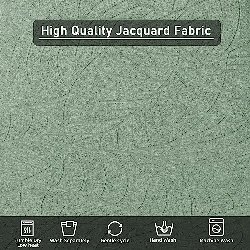 NILUOH Wingback Chair Slipcover 2-Piece Stretch Wingback Chair Sofa Slipcover Leaf Jacquard Chair Cover Furniture Protector Couch Soft with Elastic Bottom for Living Room, Leaf Green - color: Leaf Green