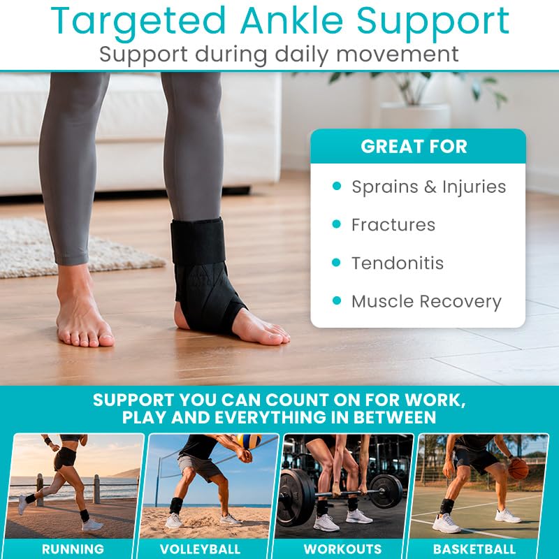 Vive Lace Up Ankle Brace for Women & Men - Compression Sleeve for Achilles Tendonitis, Sprains - Foot Support for Plantar Fasciitis - Adjustable Wrap (X-Large) - size: X-Large
