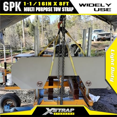 XSTRAP STANDARD 6PK 1" x8' Lift Sling Web Strap/Wear Guard End, 4,000 lbs Break Strength Lifting Straps with 2 Reinforced Loops for Tree Saver Lifting Furniture Appliances Machine - style: 6pk 1''x8ft