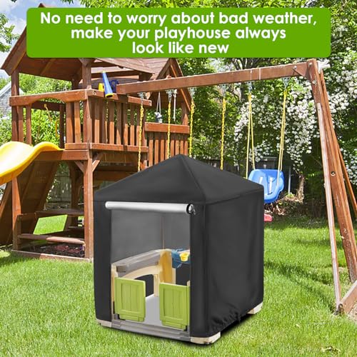 Outdoor Playhouse Cover, Dustproof Waterproof Wooden Kids Play Houses Protector for Outside, All-Weather Black - 49"Lx 49"Wx 58"H - size: 49"Lx 49"Wx 58"H