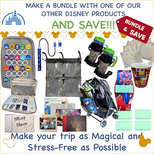 MagicBand+ Travel Case. Includes 5 MagicBand Protectors and 20 Custom Park/Ship-Themed Stickers. Disney World Accessories for Trip. Disney Cruise Essentials.