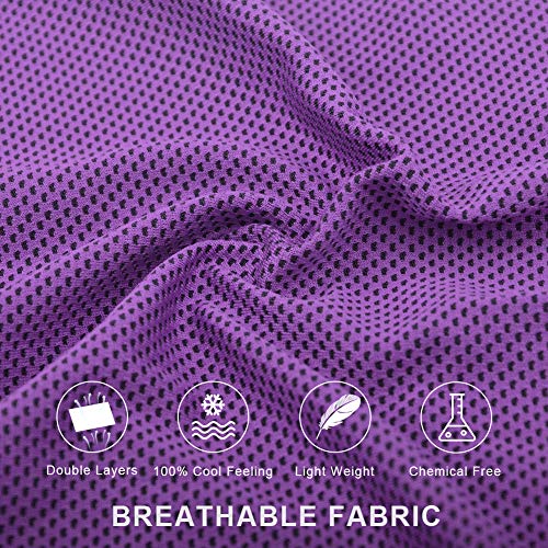 Sports Towel for Instant Cooling Relief Microfiber Towels for Golf Workout Swimming Gym Yoga Travel Camping Fitness 40"x12" Sweat Towel (Purple 2 Pack) - color: Purple 2 Pack