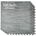 100 Sq. Ft 3/8 Inch Thick Printed Foam Tiles Interlocking Foam Mat, Sea Haze Grey Wood Grain Style Print, (24"x24", 25 pcs), Protective Flooring for Home, Exercise or Trade Show - color: Sea Haze Grey