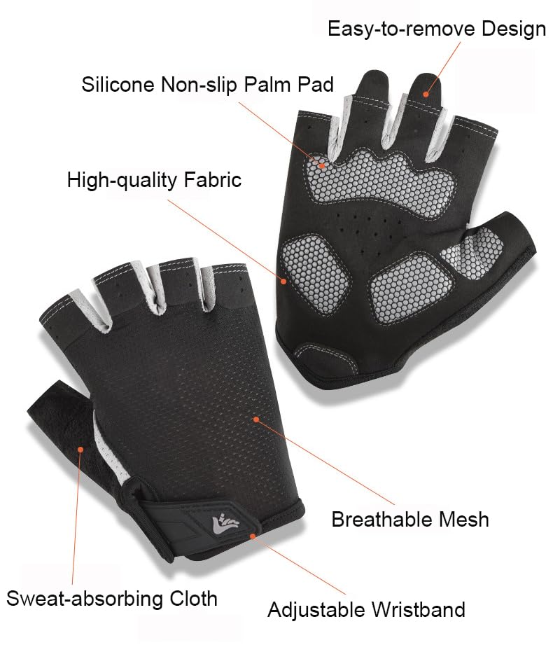 FGSS Workout Gloves for Men Women Exercise Gloves for Weight Lifting Fitness Cycling Gym Training with Grip Cushion Pads - color: Black-M