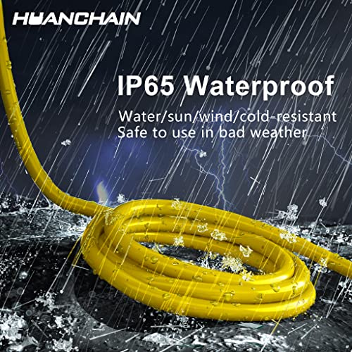 HUANCHAIN Outdoor Extension Cord 100 ft Waterproof, 16/3 Gauge Flexible Cold-Resistant Appliance Extension Cord Outside, 10A 1250W 16AWG SJTW, 3 Prong Electric Cable Yellow, ETL