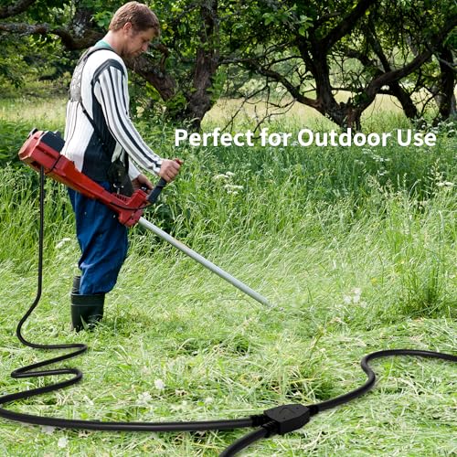 2 Way Power Extension Cord Splitter 35 Ft Total (23+6+6)-3 Prong 1 to 2 Extension Cord Cable Y Splitter-Outlet Adatper-SJTW Outdoor for Halloween Christmas Lighting Landscaping-16AWG 13A 125V-UL-1T2 - size: 35 FT