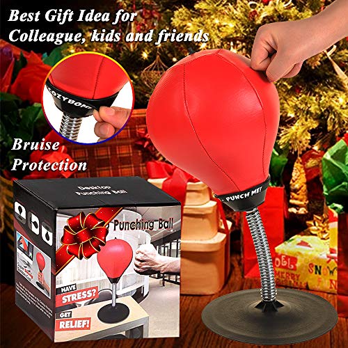 CozyBomB Desktop Punching Bag, Super Strong Suction Boxing Bag | Speed Balls Heavy Duty Stress Relief Boxing Bag, Cool Stuff for Office, White Elephant Gift for Boss or Coworker