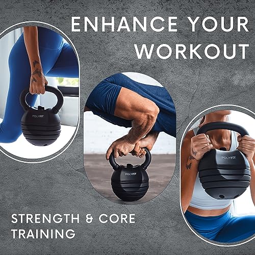 Polyfit Adjustable Kettlebell Set - 5-in-1 Weights for Home Gym | 5-in-1 adjustable weight design, 30/40/50 lb options, non-slip grip, cast iron build, compact for home gyms - color: BLACK - 30 LB