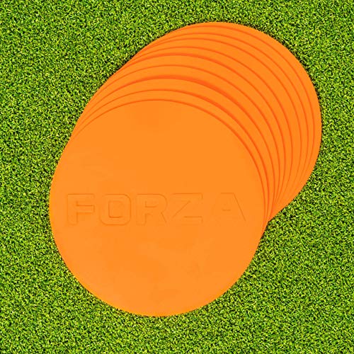 FORZA Flat Disc Markers | Brightly Colored Training Markers for Soccer & Outdoor Play – Available in Mini (Set of 20) or Standard (Set of 10) - color: Orange, style: Standard (7in)