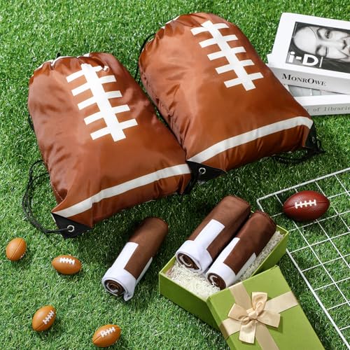 Hahafelt 24 Pcs Team Gifts, Including 12 Cooling Towels, 12 Drawstring Backpack Sports Party Favor for Teens Players Athletes Gifts Sport Supplies - style: Football Style
