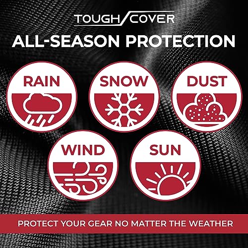 Tough Cover Zero Turn Mower Cover - 600D Fabric, Black - Waterproof UV Defense & Wind Resistance for Outdoor Use - Heavy-Duty Waterproof Cover for Tractor - Drawstring Strap for Zero Turn Lawn Mower - color: Extreme Conditions - Black