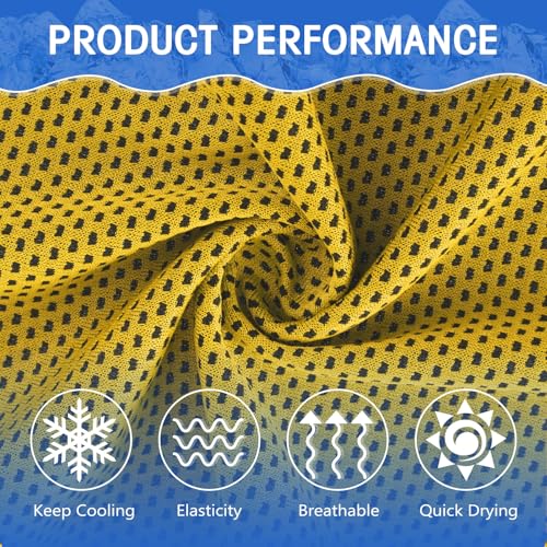 Hosuly 100 Pack Cooling Towels, 40"x12" Cooling Towels for Neck and Face Breathable Soft Chilly Sweat Rag Microfiber Sport Rags for Gym Yoga Golf Running - color: Yellow
