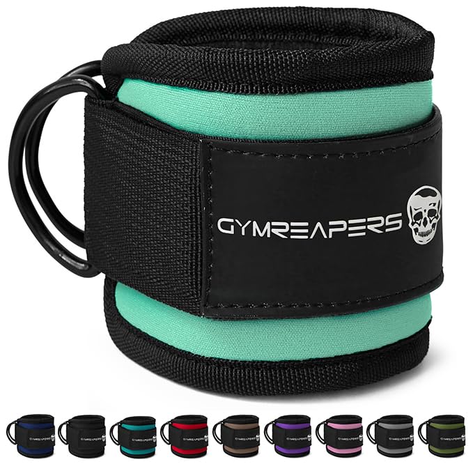 Gymreapers Ankle Straps For Cable Machine Kickbacks, Glute Workouts, Lower Body Exercises - Adjustable Leg Straps with Neoprene Padding - color: Mint, size: Pair