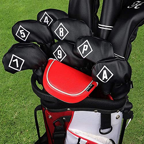 BigTeeth Golf Mallet Putter Head Cover Golf Club Protector Fit for Odessey Backstryke Centre Shaft Putter - color: Red
