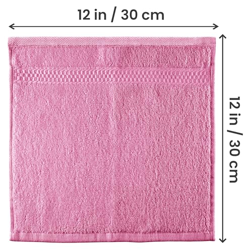 Utopia Towels 12 Pack Premium Wash Cloths Set, 12 by 12 Inches, 100% Cotton Ring Spun, Highly Absorbent and Soft Feel Essential Washcloths for Bathroom, Spa, Gym, and Face, Pink - color: Pink, size: 12 Wash Cloths