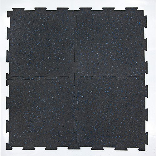 RevTime 6pcs Premium Puzzle Rubber Floor Tile 20"x20"x3/8", 10 mm Thick SBR & EPDM Rubber for Home Gym Floor, Fitness Floor, Exercise Equipment Mats and Garage Floors (17 sq.ft)