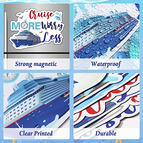 Kanayu 12 Pieces Cruise Door Magnets Decorations, Sea Navigation Ship Car Refrigerator Magnets Stickers Anchor Cruise Cabin Door Fridge Magnetic Decorations for Cabin Carnival Party(Classic Style) - style: Classic Style