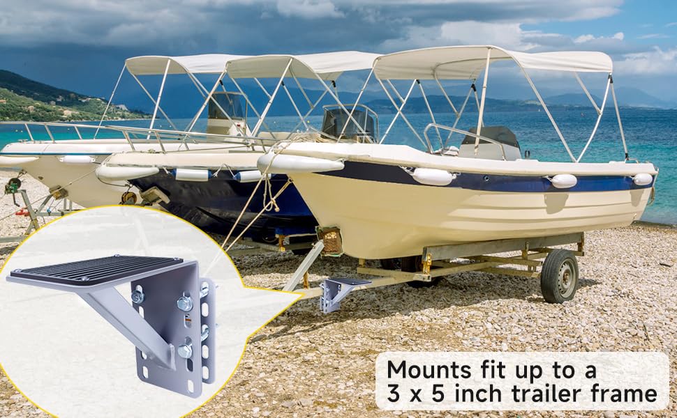 MaxxHaul 70089 Heavy Duty 300-lbs Capacity Steel Trailer Step for Boat and Utility Trailers With Anti-Slip Traction and Powder Coat Finish For 3 inch x 5 inch Frame