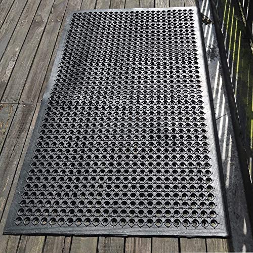 Uniboho Outdoor Rubber Floor Mats Anti Slip Restaurant Commercial Kitchen Rubber Drainage Mat 60 x 35 Heavy Duty Mat for Garage Garden Indoor Outside Industral Pool Entrance Bar Wet Area - size: 60x35 inches