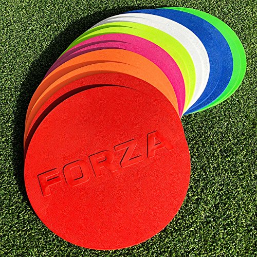 FORZA Flat Disc Markers | Brightly Colored Training Markers for Soccer & Outdoor Play – Available in Mini (Set of 20) or Standard (Set of 10) - color: Sky Blue, style: Standard (7in)