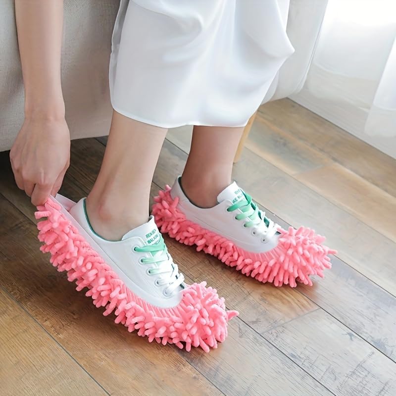 2pcs Lazy Mop Slippers Reusable Detachable Washable Chenille Dust Mop Shoes Cover for Floor Cleaning No Electricity Household Cleaning Tool for Living Room Bedroom Halloween - color: Purple