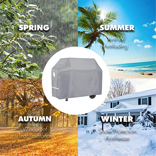 Turtle Life BBQ Grill Cover, 72 Inch Heavy Duty Waterproof 4-6 Burner Barbecue Gas Grill Covers for Weber Genesis Char-Broil Brinkmann, Gray - color: Gray, size: EVO-72in