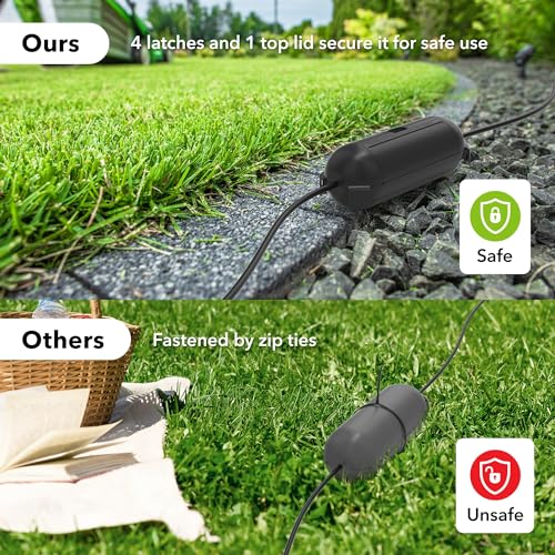 [2 Pack] Outdoor Extension Cord Safety Cover, BN-LINK Outdoor Plug Protector Waterproof, Electrical Connection Box for Holiday String Lights & Tools, Black - color: Black, size: 2 Pack