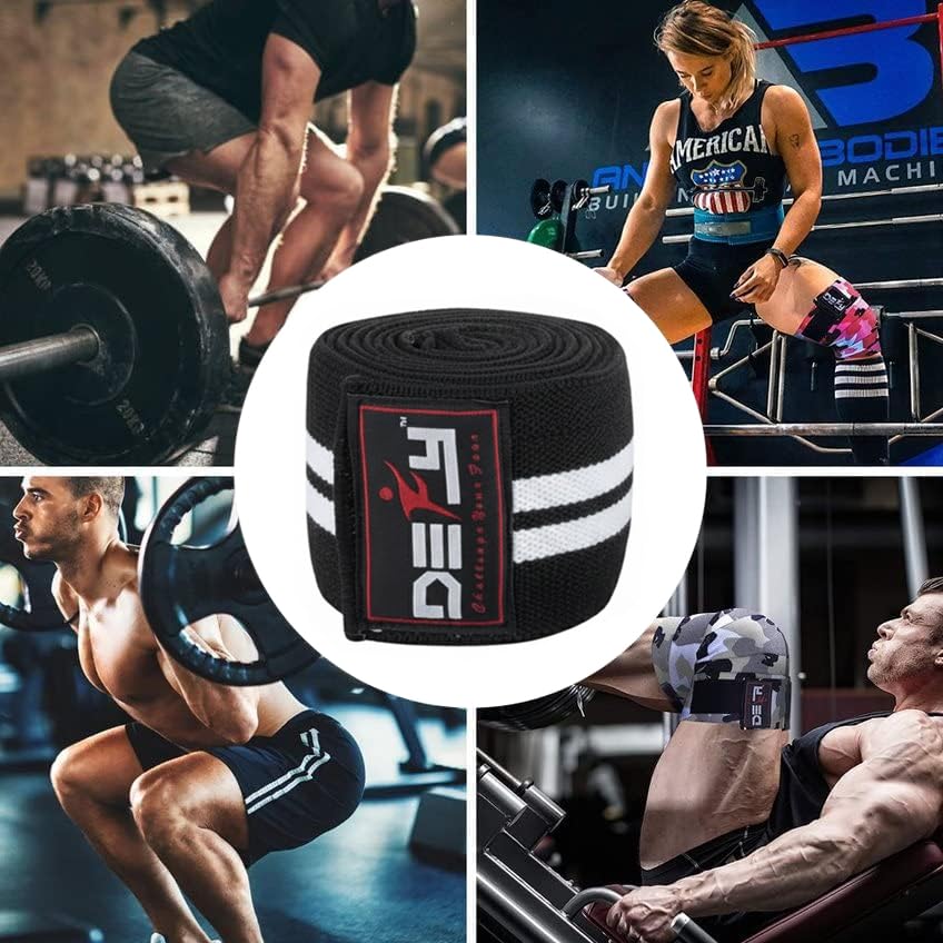 DEFY Knee Wraps for Weightlifting - Provides Knee Support for Powerlifting, Squats & Fitness Workouts - color: Black/White