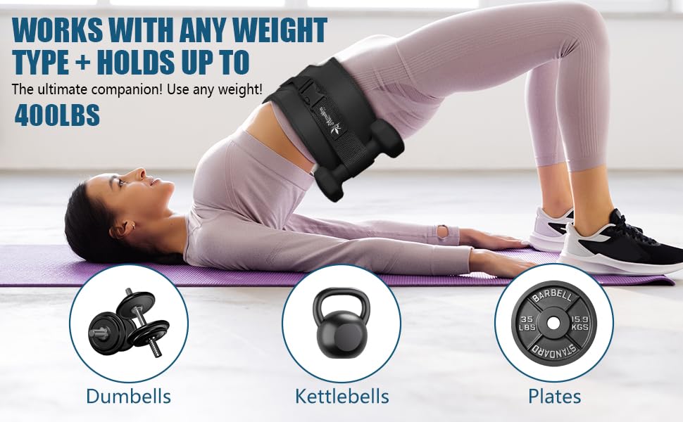 Exercise Hip Thrust Belt - Dumbbell Hip Thrust Belt, Thicken & Widen, Comfortable for Dumbbells, Kettlebells or Plates, Slip Padding, Gym or Home Workouts - color: black