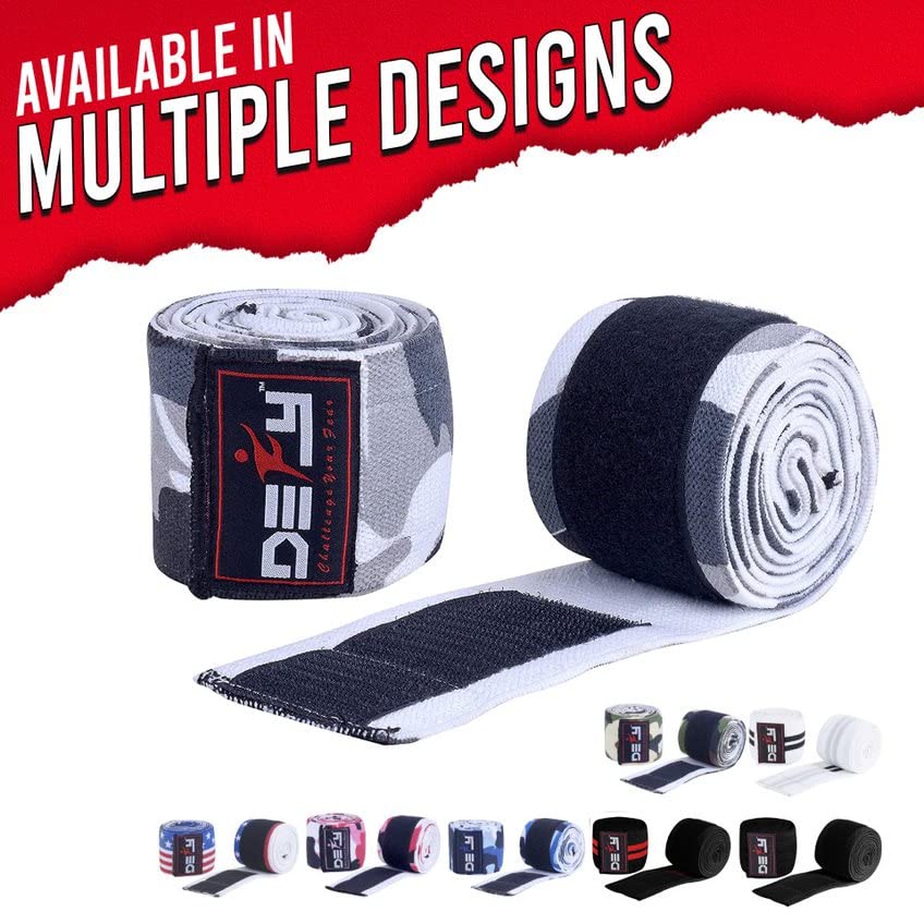 DEFY Knee Wraps for Weightlifting - Provides Knee Support for Powerlifting, Squats & Fitness Workouts - color: Grey Camo