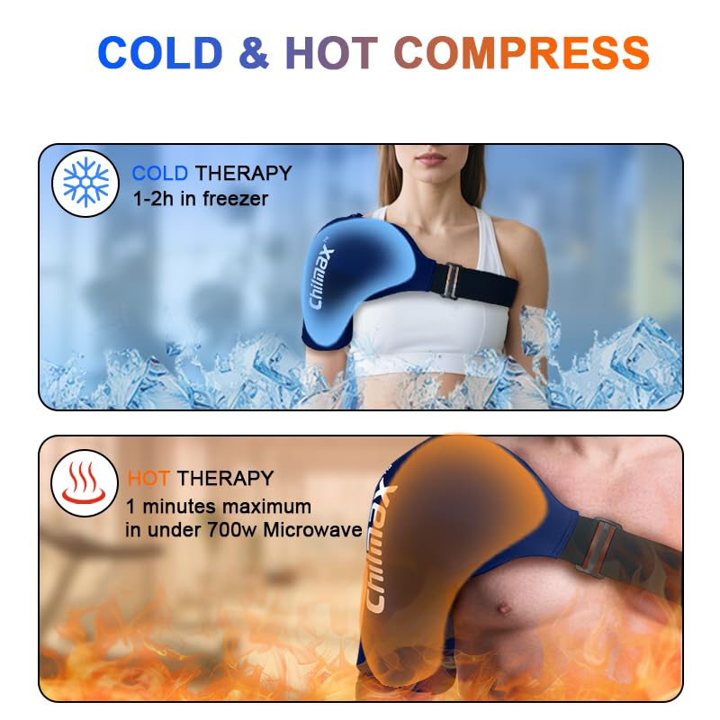 Shoulder Ice Pack Wrap, Reusable Hot and Cold Therapy Compression Wrap for Rotator Cuff, Arm, and Shoulder Periarthritis Pain Relief, Fatigue Reduction, Post-Surgical Rehabilitation - color: X-large Blue