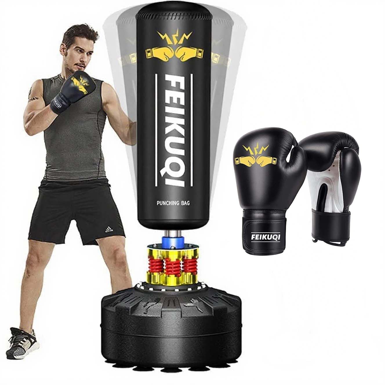 Punching Bag for Adults, Boxing Bag with Stand 70''-205lbs Freestanding Punching Bag for Adults - Kickboxing Bag for Home Gym Office - color: No Gloves
